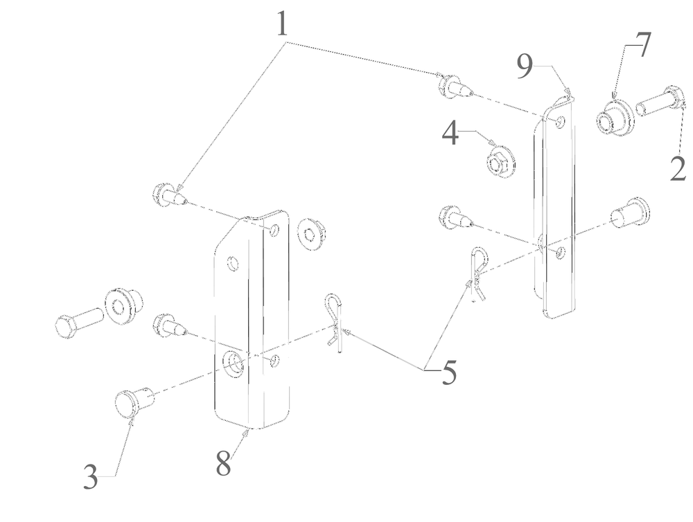 Attachments / 19b30031oem 42and46 Inch Twin Bagger / Hardware Pack - Bracket Diagram and Parts List for 13AM77SSA00 2023 Yard Machines Lawn Tractor